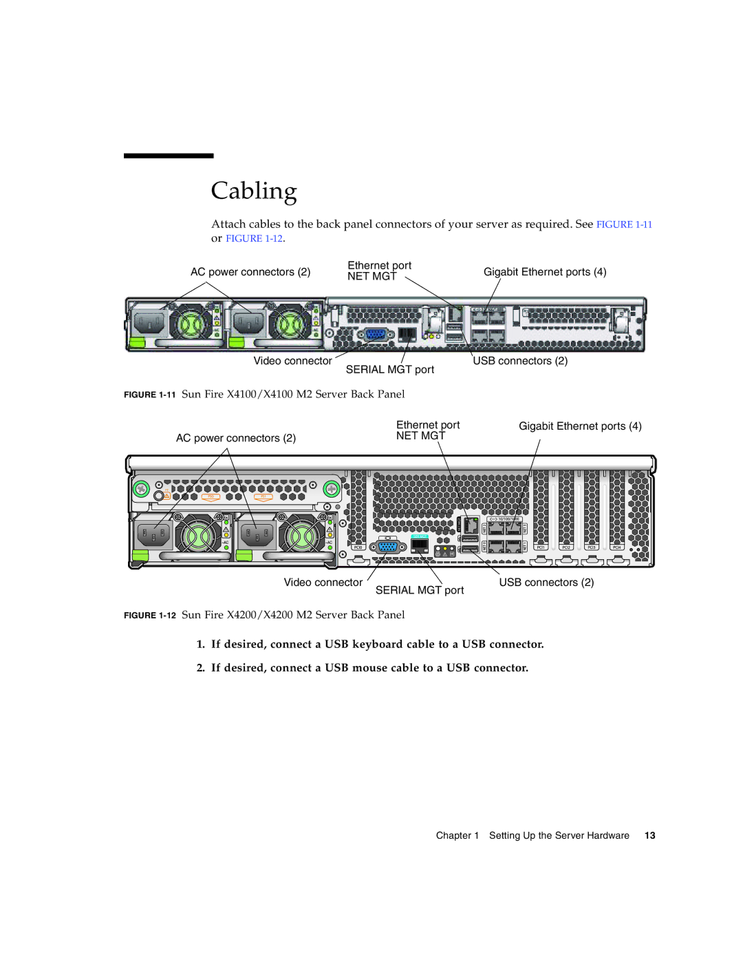 Sun Microsystems X4100 M2, X4200 M2 manual Cabling, Net Mgt 