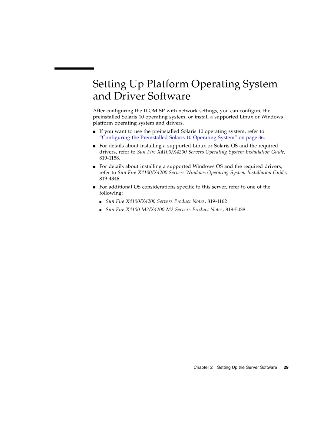 Sun Microsystems X4100 M2, X4200 M2 manual Setting Up Platform Operating System and Driver Software 