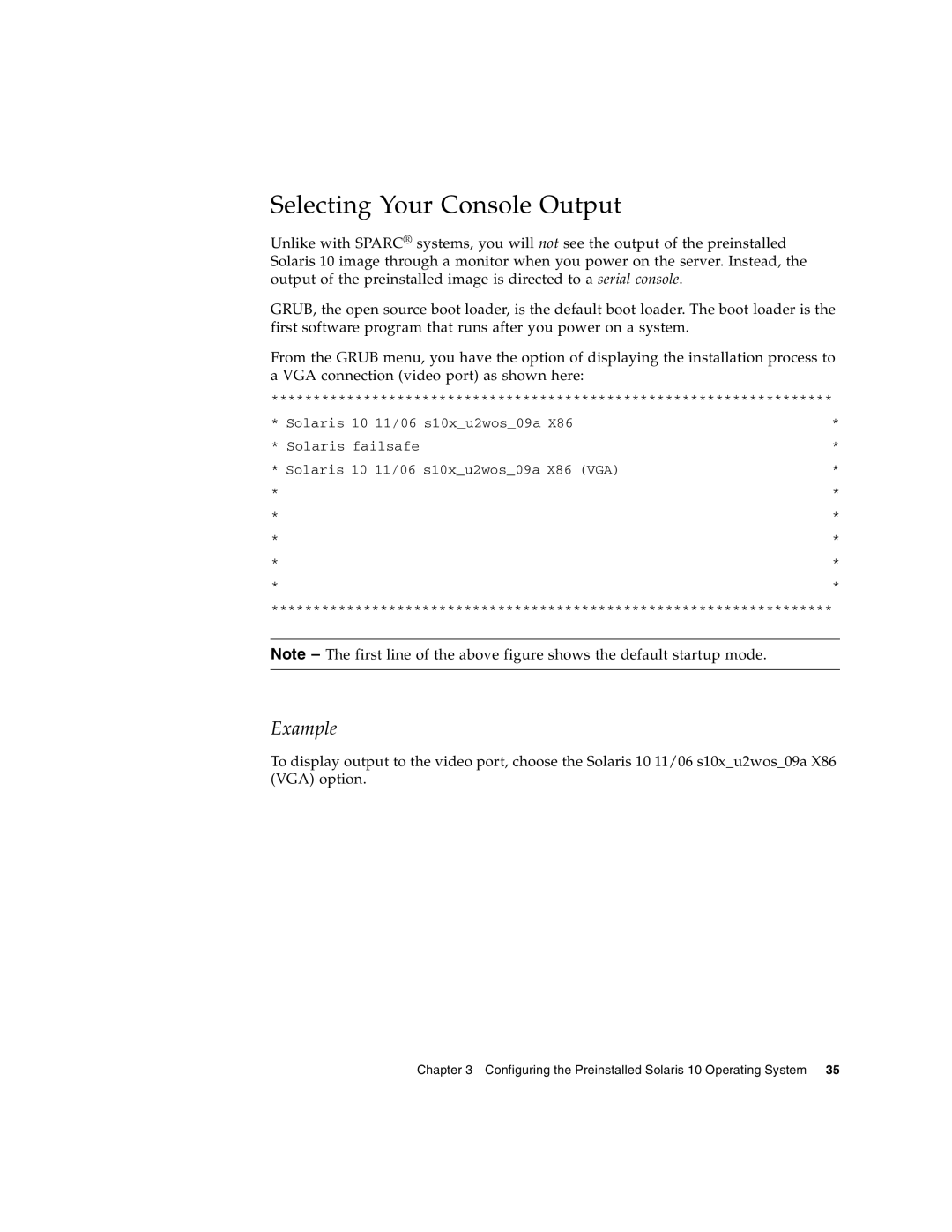 Sun Microsystems X4200 M2, X4100 M2 manual Selecting Your Console Output, Example 