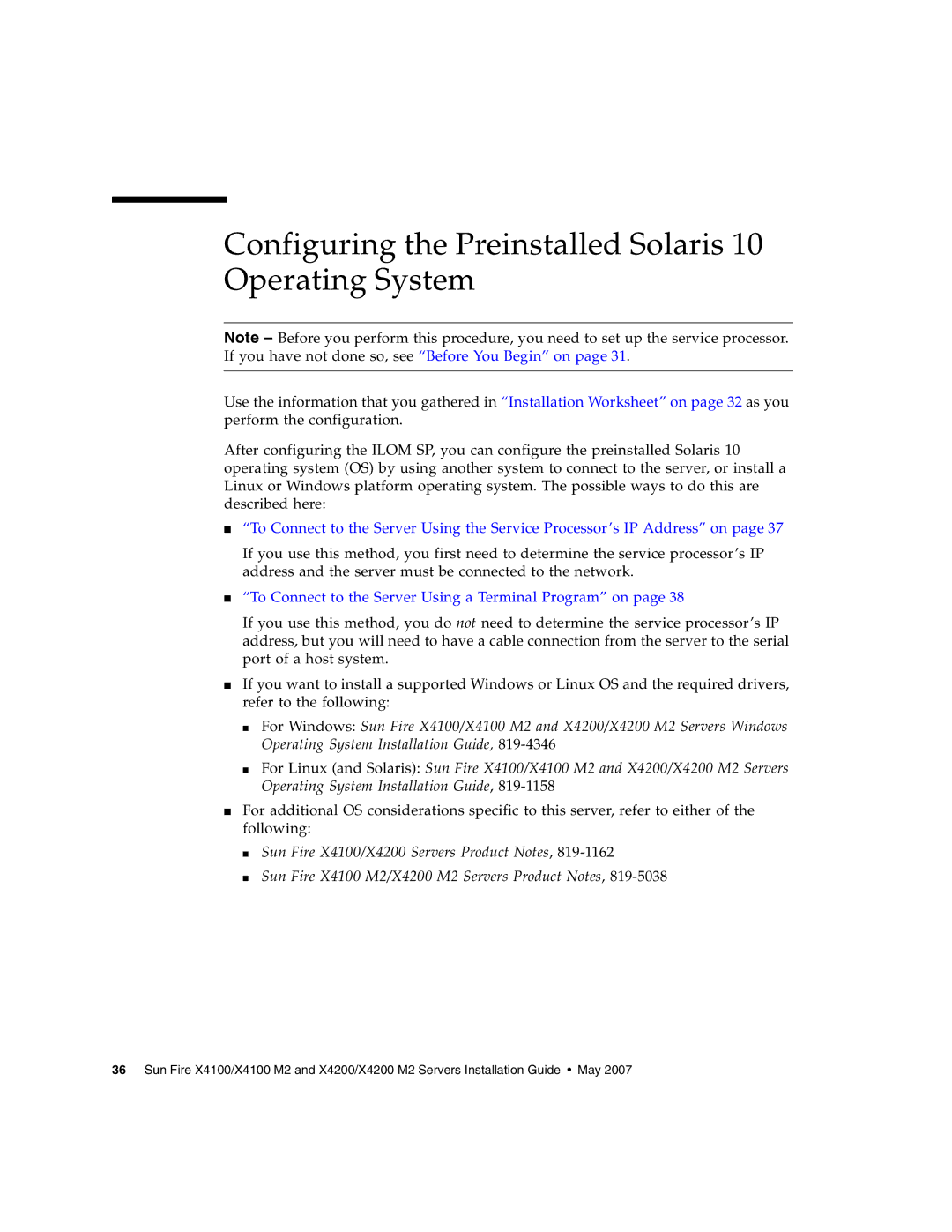 Sun Microsystems X4200 M2, X4100 M2 manual Configuring the Preinstalled Solaris 10 Operating System 