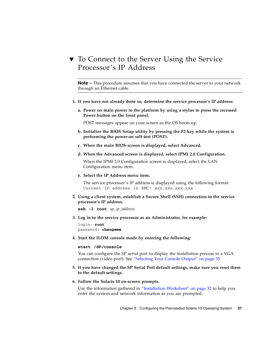 Sun Microsystems X4100 M2, X4200 M2 manual Select the IP Address menu item 