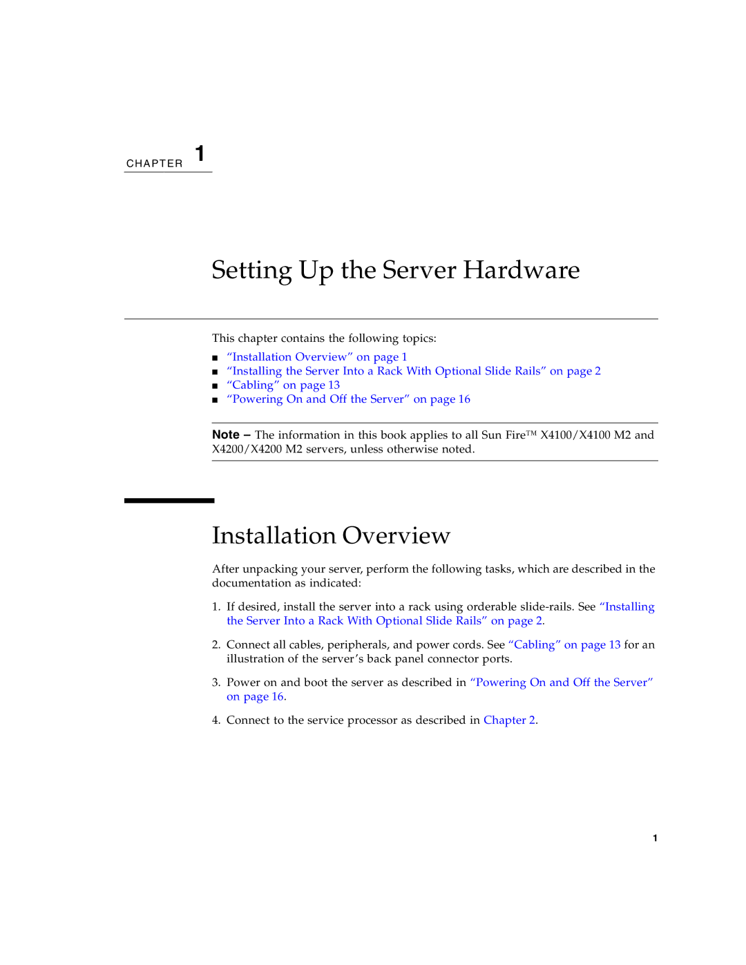 Sun Microsystems X4100 M2, X4200 M2 manual Setting Up the Server Hardware, Installation Overview 