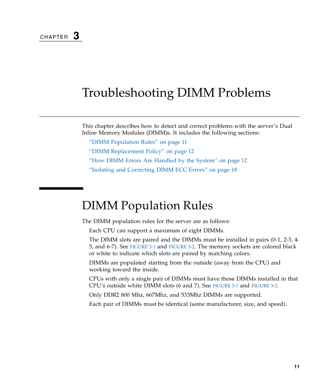 Sun Microsystems X4240, X4440, X4140 manual Troubleshooting Dimm Problems, Dimm Population Rules 