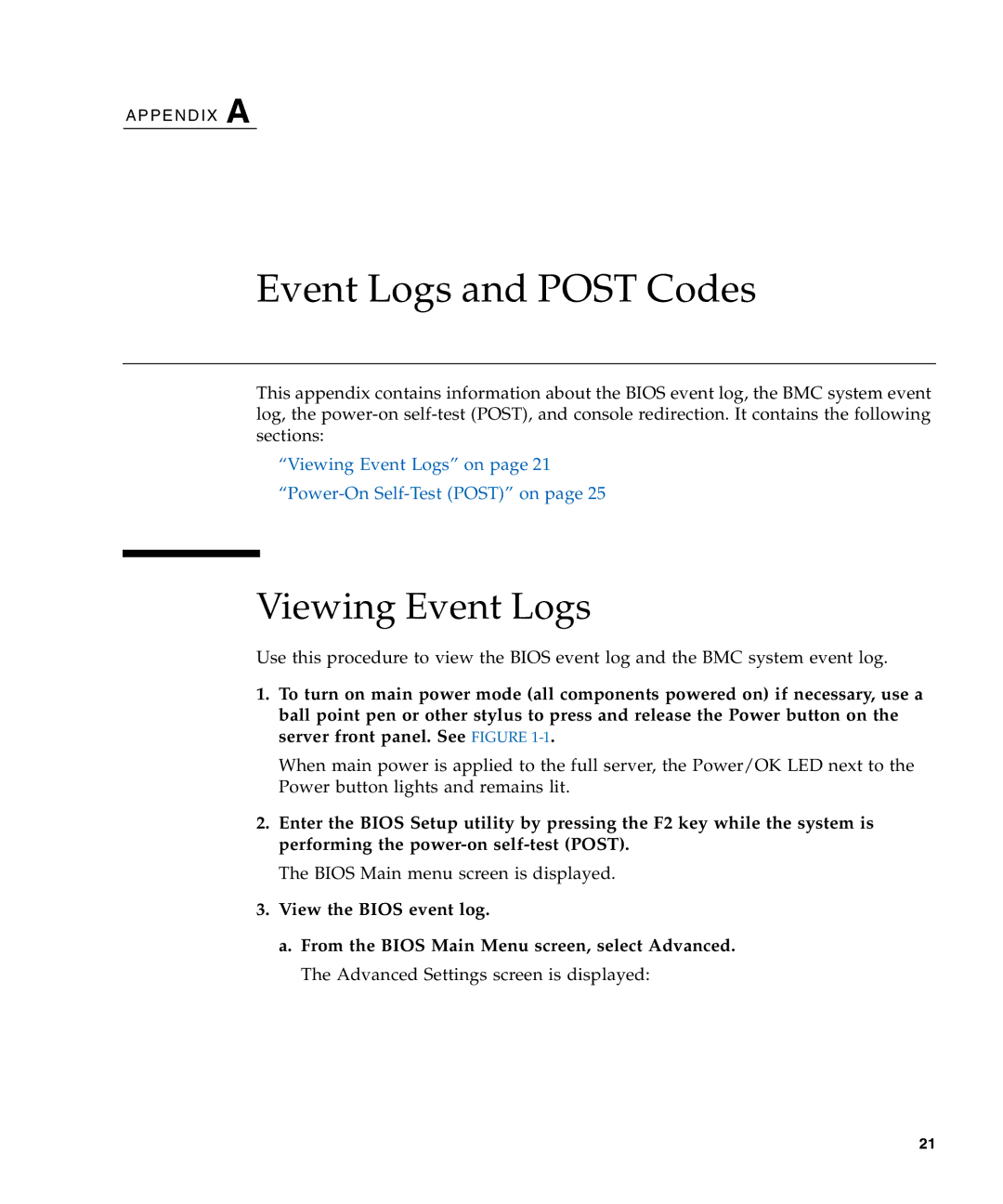 Sun Microsystems X4440, X4240, X4140 manual Event Logs and Post Codes, Viewing Event Logs 