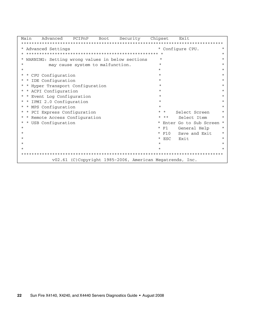 Sun Microsystems X4140, X4240, X4440 manual Esc 