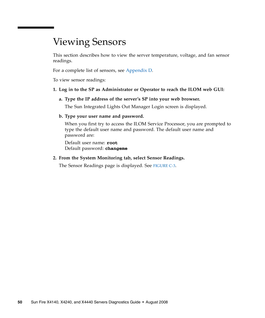 Sun Microsystems X4240, X4440, X4140 manual Viewing Sensors 