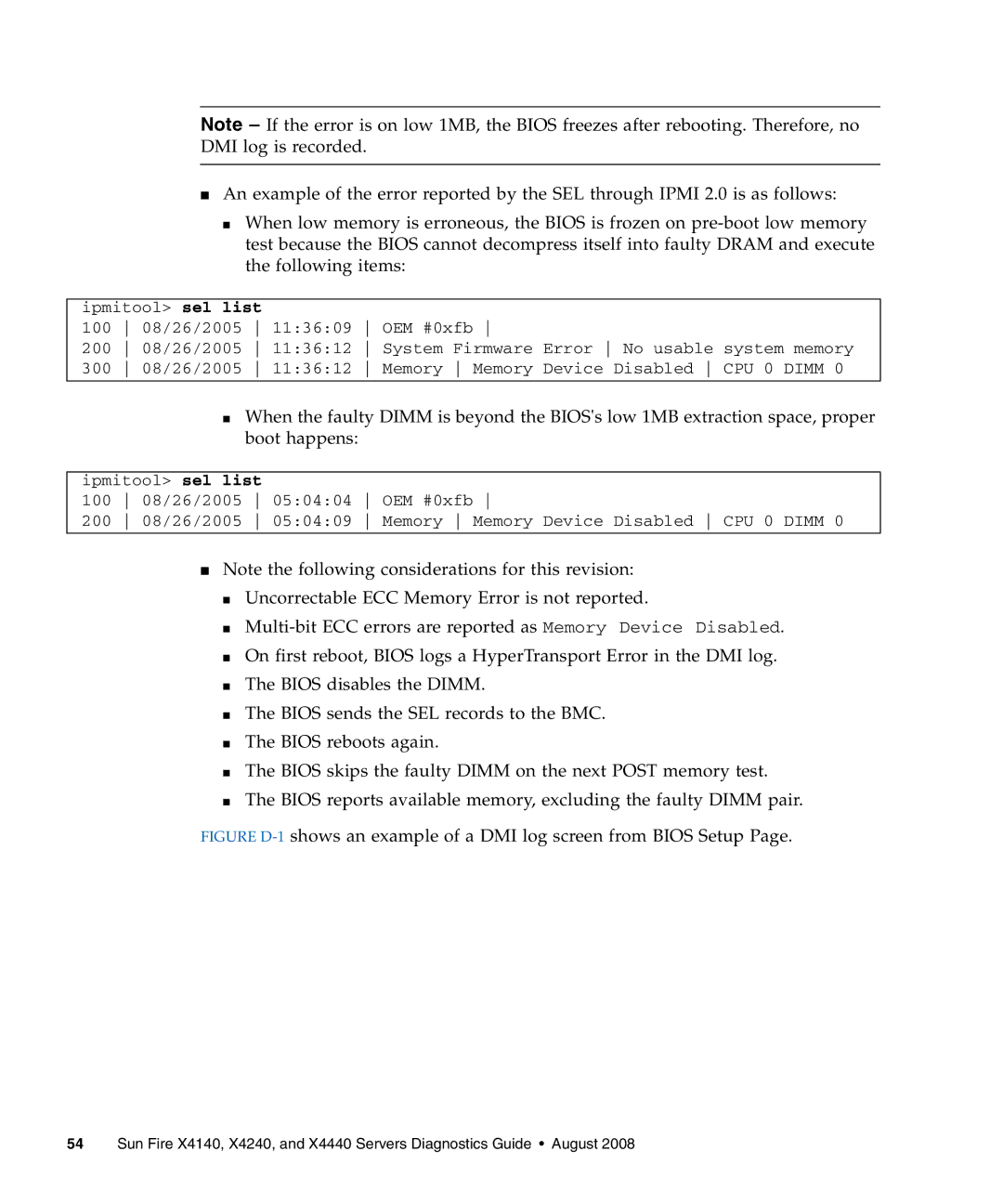 Sun Microsystems X4440, X4240, X4140 manual Ipmitool sel list 