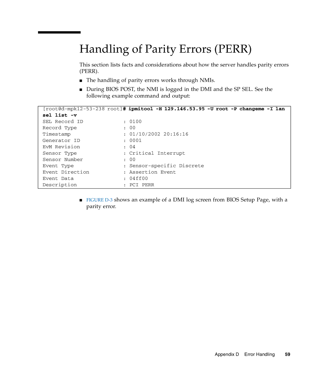 Sun Microsystems X4240, X4440, X4140 manual Handling of Parity Errors Perr 