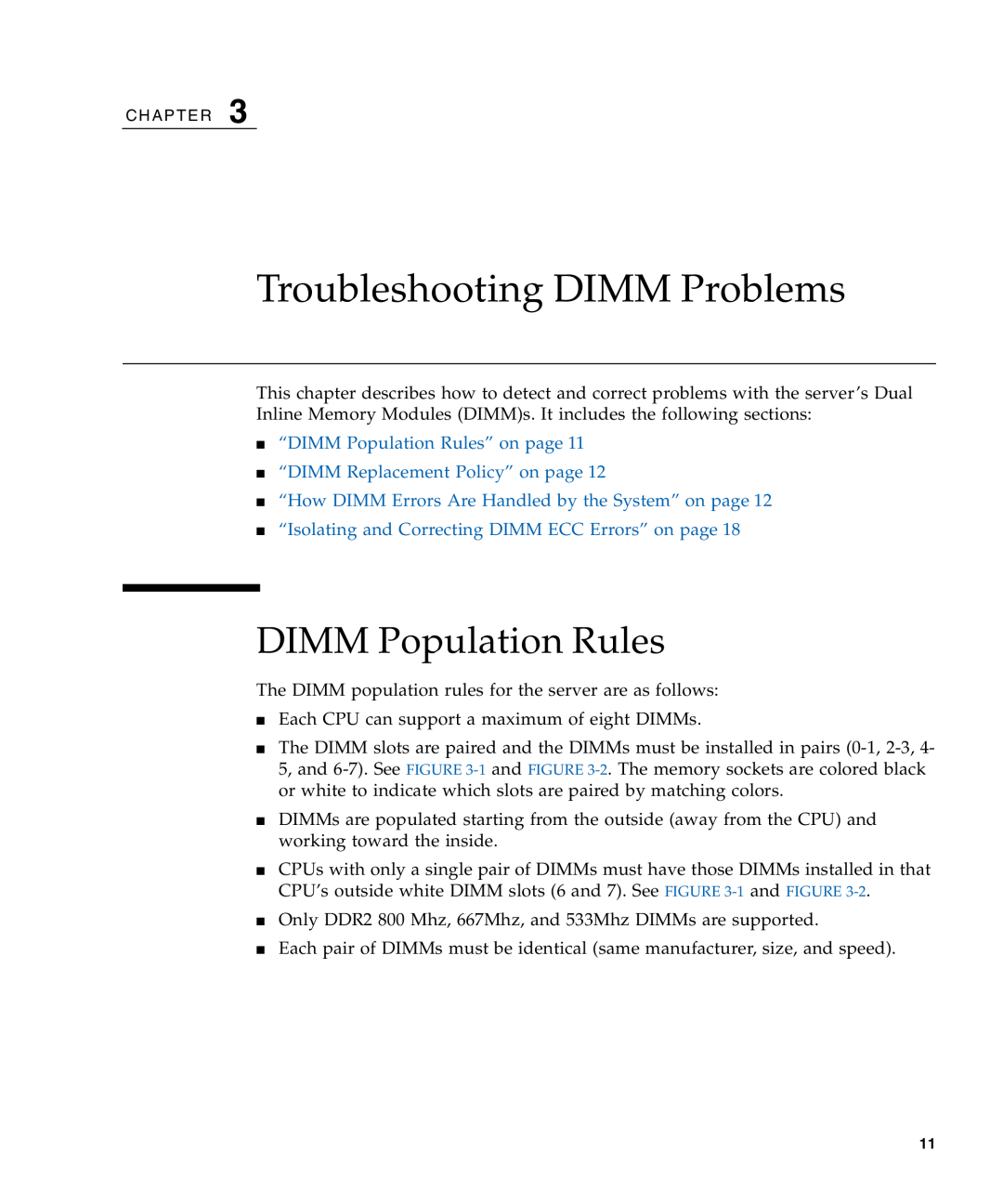 Sun Microsystems X4240, X4440, X4140 manual Troubleshooting DIMM Problems, DIMM Population Rules 