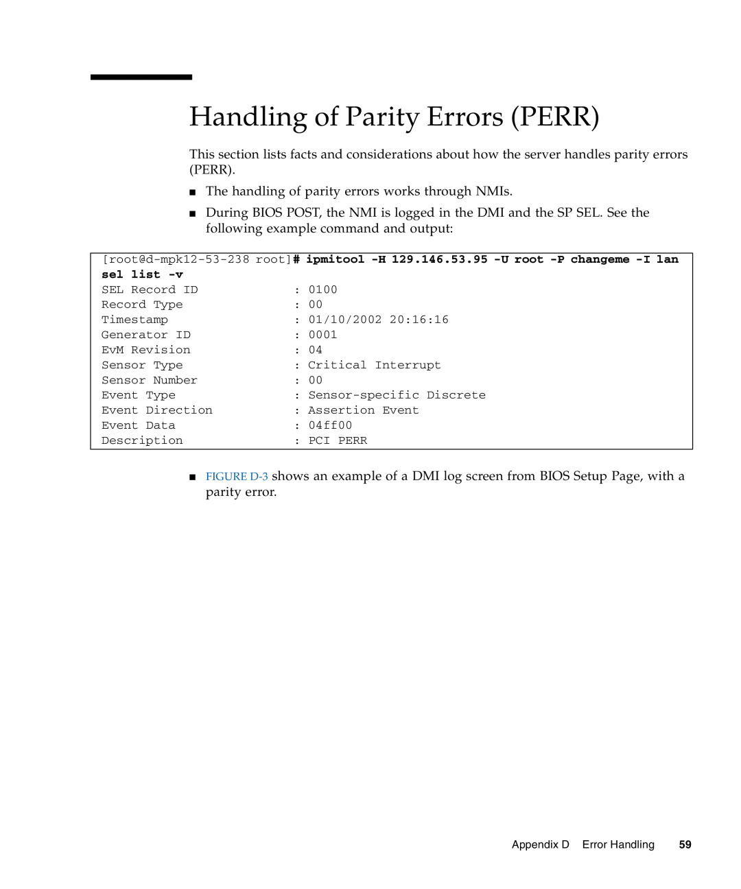 Sun Microsystems X4240, X4440, X4140 manual Handling of Parity Errors PERR 