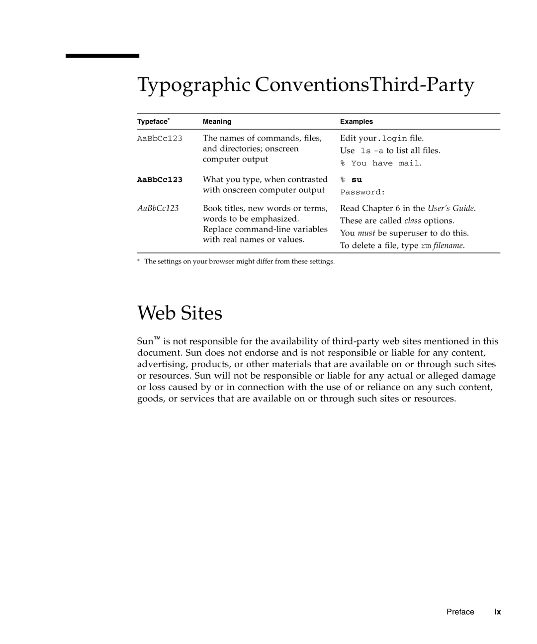 Sun Microsystems X4240, X4440, X4140 manual Typographic ConventionsThird-Party, Web Sites 