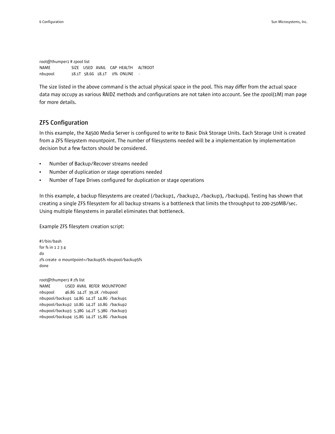 Sun Microsystems X4500 quick start ZFS Configuration, Name 