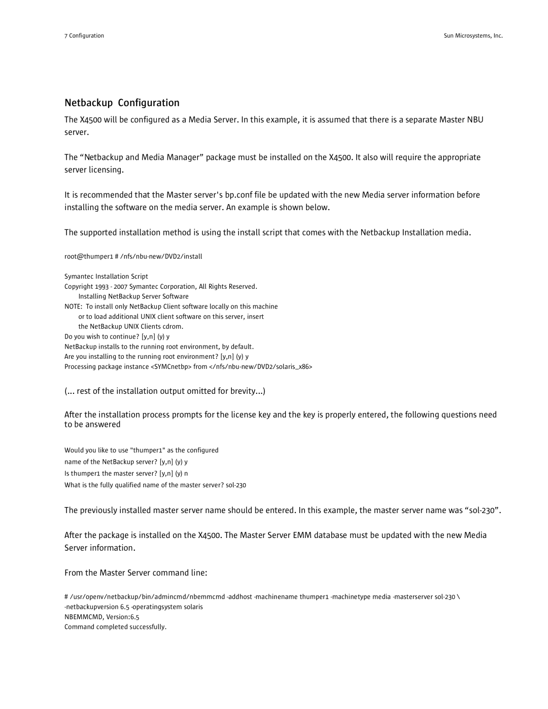 Sun Microsystems X4500 quick start Netbackup Configuration 