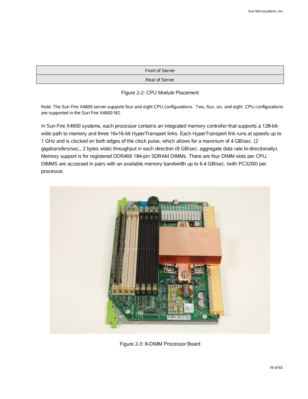 Sun Microsystems X4600 M2 manual DIMM Processor Board 