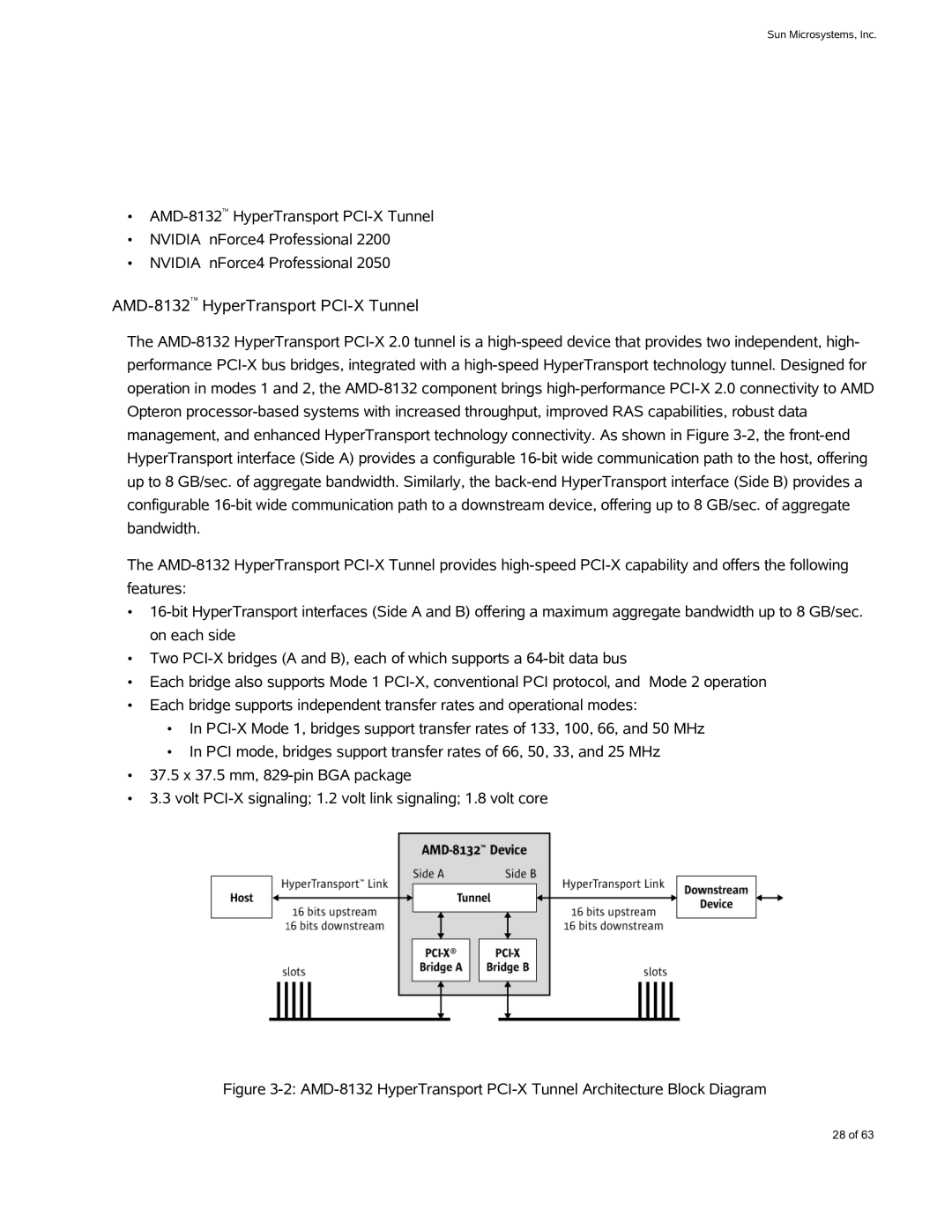 Sun Microsystems X4600 M2 manual AMD-8132TMHyperTransport PCI-X Tunnel 