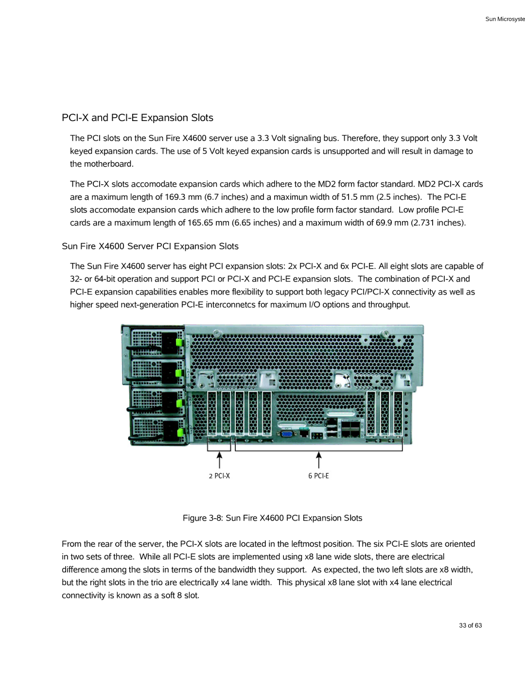 Sun Microsystems X4600 M2 manual PCI-X and PCI-E Expansion Slots, Sun Fire X4600 Server PCI Expansion Slots 