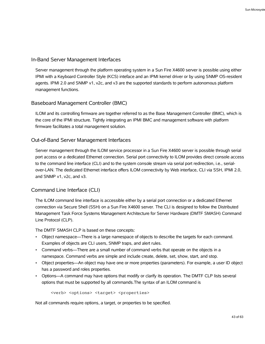 Sun Microsystems X4600 M2 manual In-Band Server Management Interfaces, Baseboard Management Controller BMC 