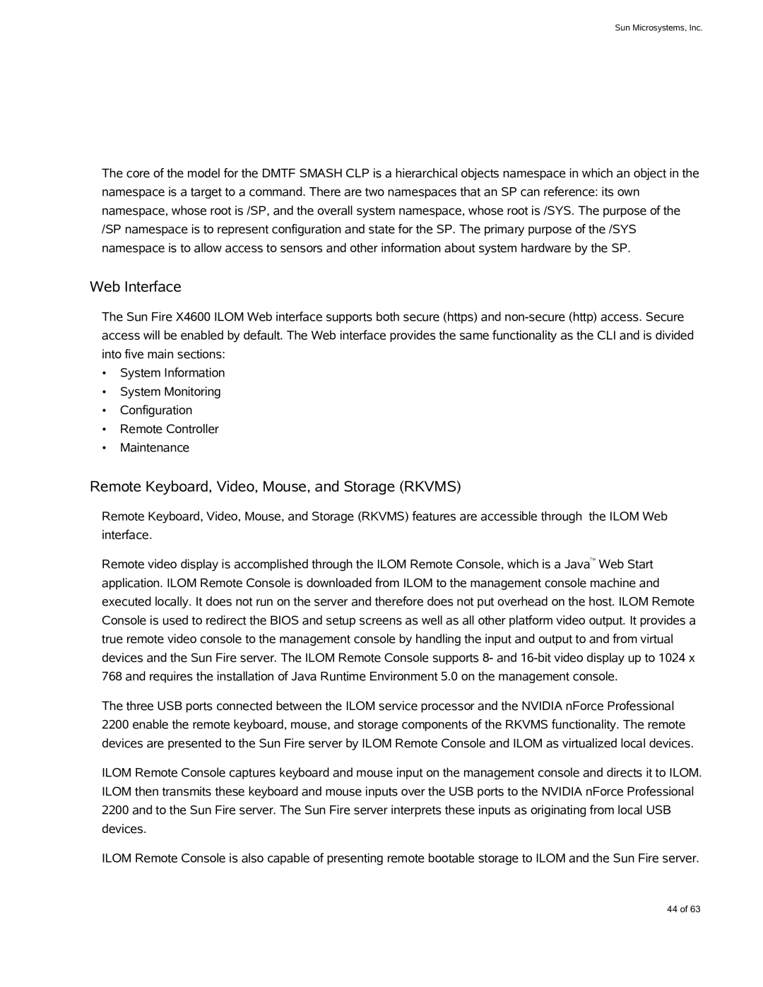 Sun Microsystems X4600 M2 manual Web Interface, Remote Keyboard, Video, Mouse, and Storage Rkvms 