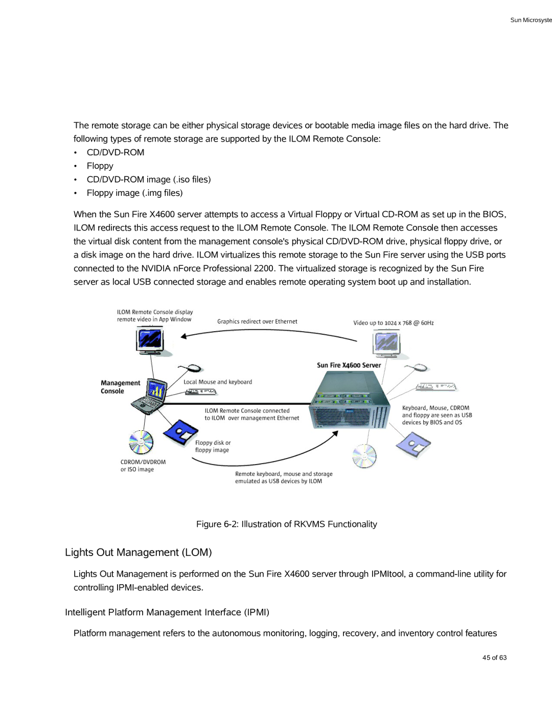 Sun Microsystems X4600 M2 manual Lights Out Management LOM, Intelligent Platform Management Interface Ipmi 