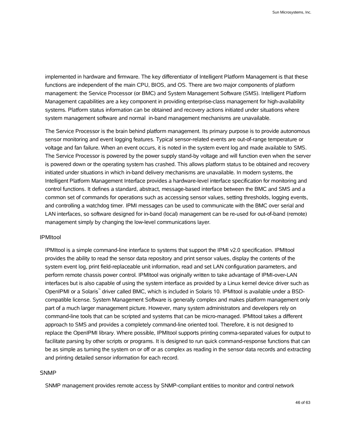 Sun Microsystems X4600 M2 manual IPMItool, Snmp 