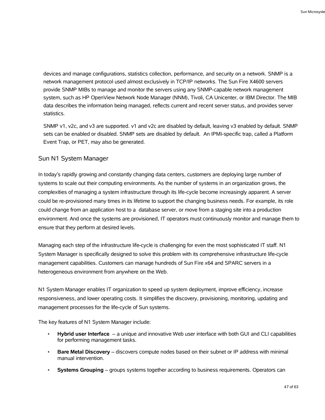 Sun Microsystems X4600 M2 manual Sun N1 System Manager 