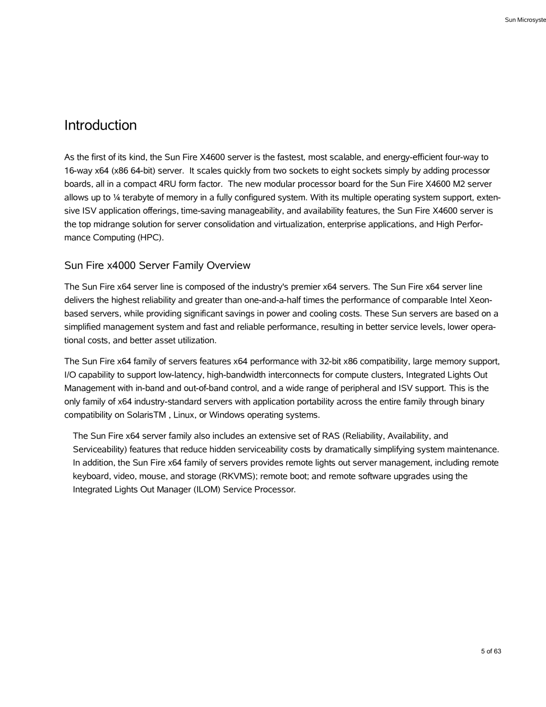 Sun Microsystems X4600 M2 manual Introduction, Sun Fire x4000 Server Family Overview 