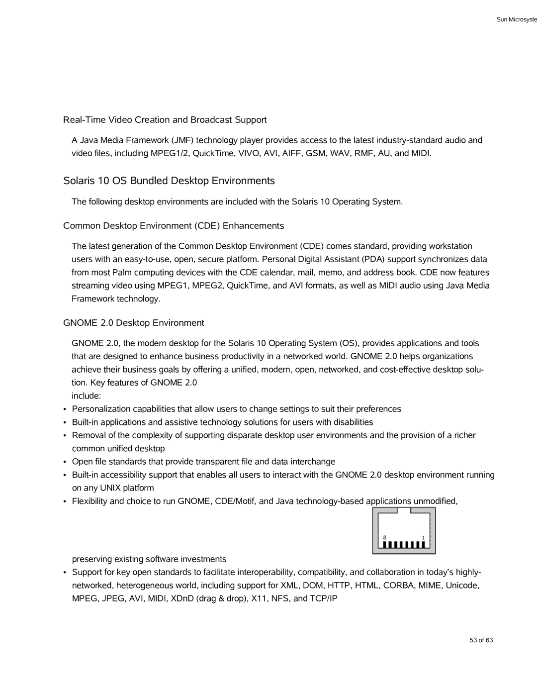 Sun Microsystems X4600 manual Solaris 10 OS Bundled Desktop Environments, Real-Time Video Creation and Broadcast Support 