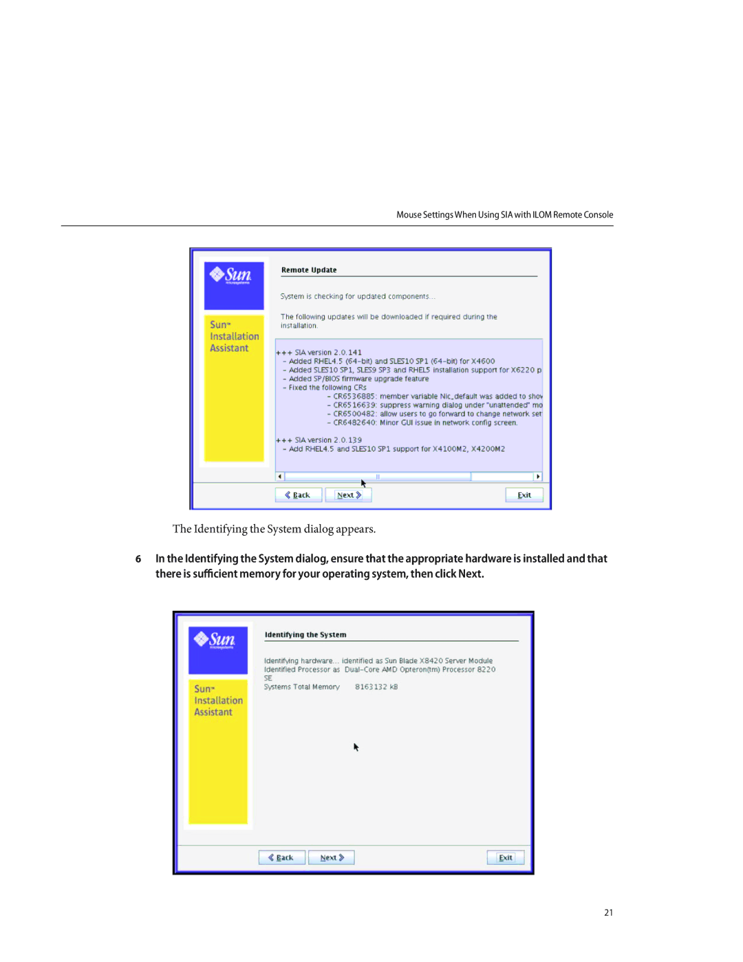 Sun Microsystems X4640 manual Identifying the System dialog appears 