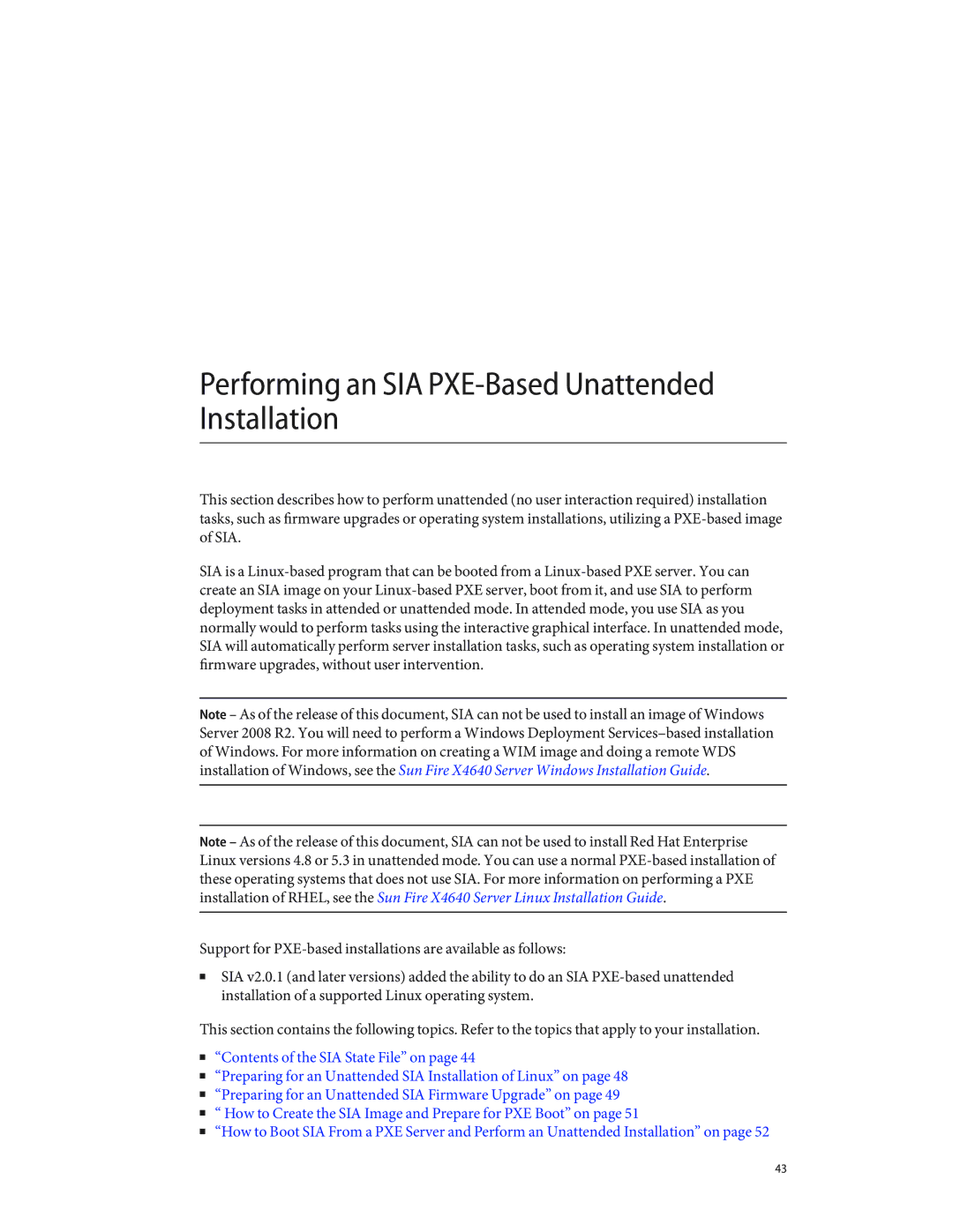 Sun Microsystems X4640 manual Performing an SIA PXE-Based Unattended Installation 