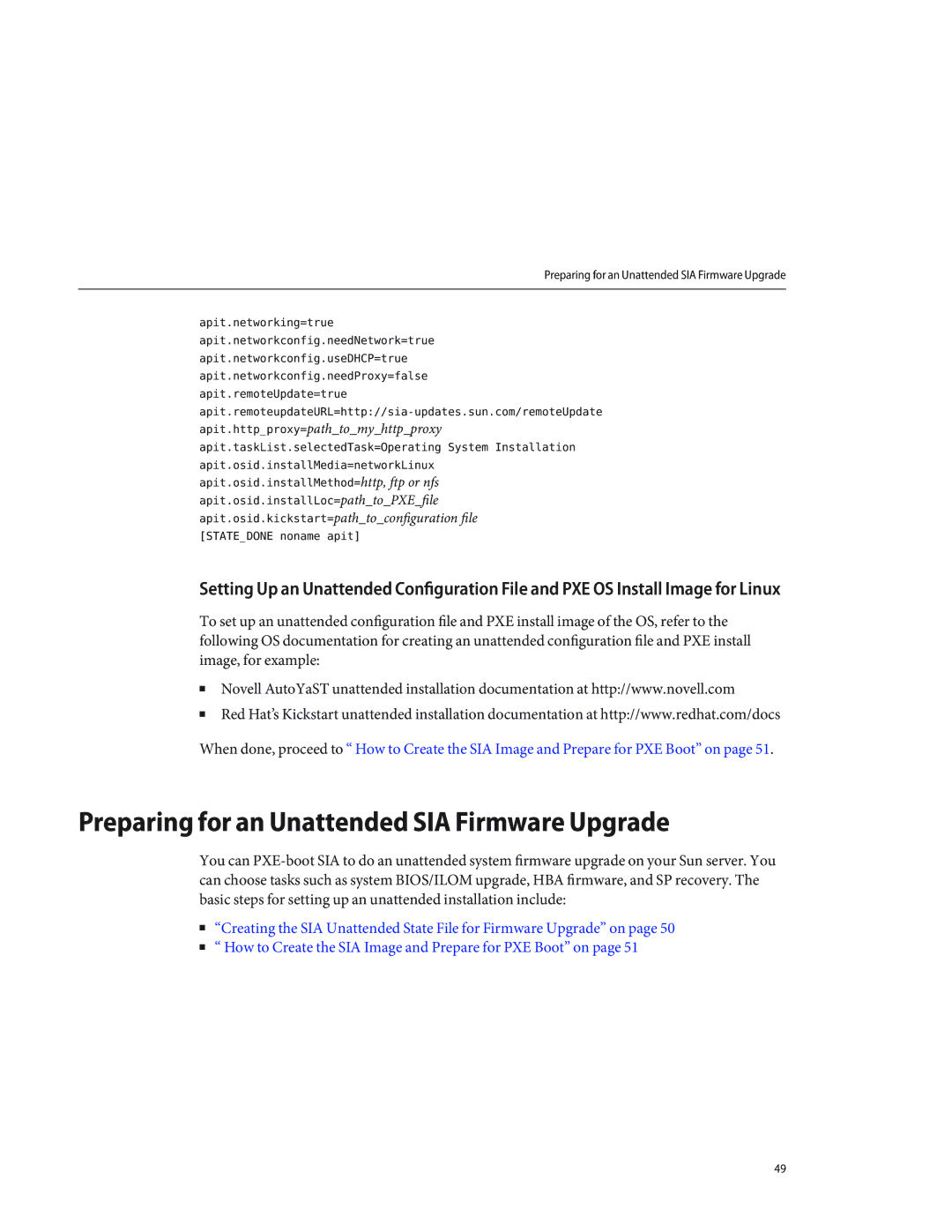 Sun Microsystems X4640 manual Preparing for an Unattended SIA Firmware Upgrade 