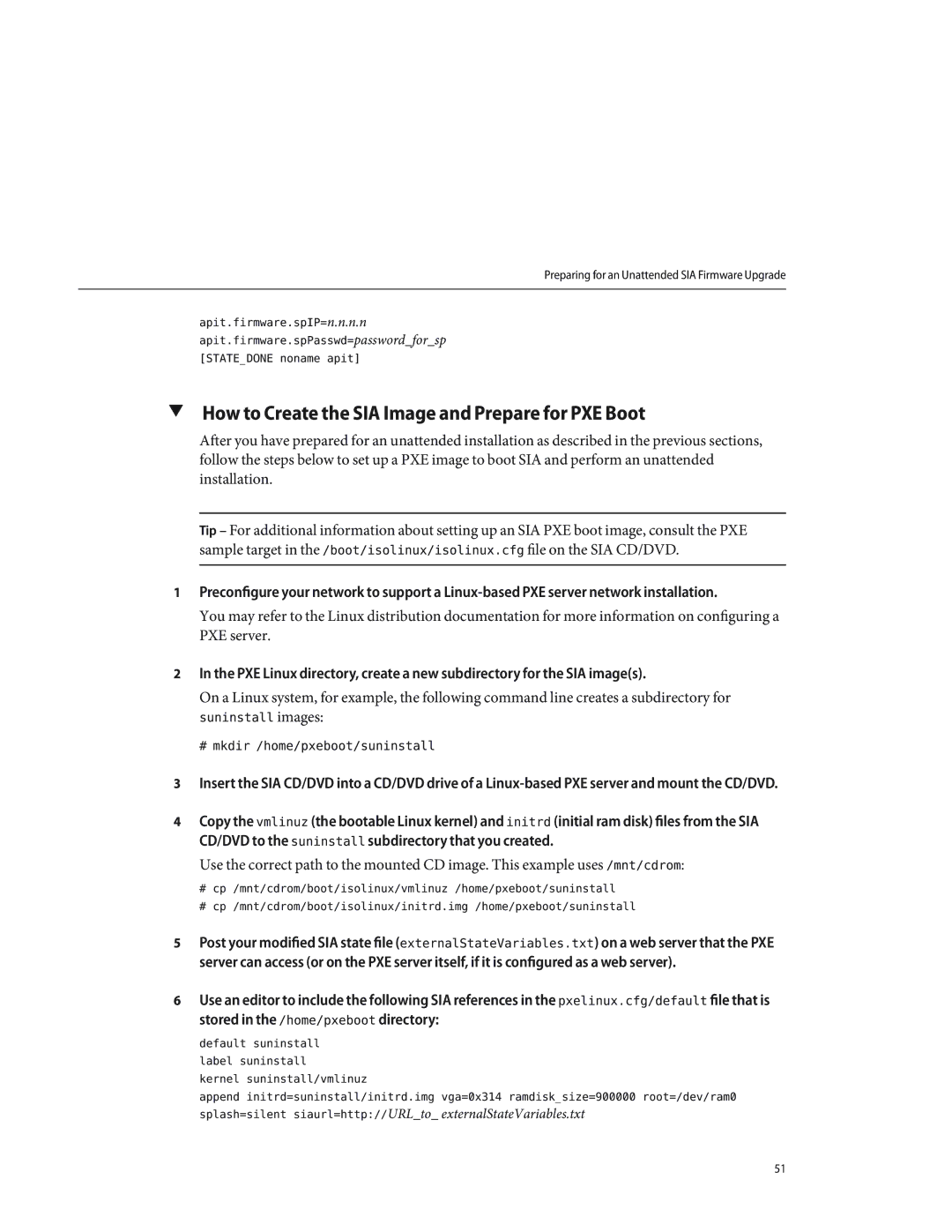 Sun Microsystems X4640 manual How to Create the SIA Image and Prepare for PXE Boot 