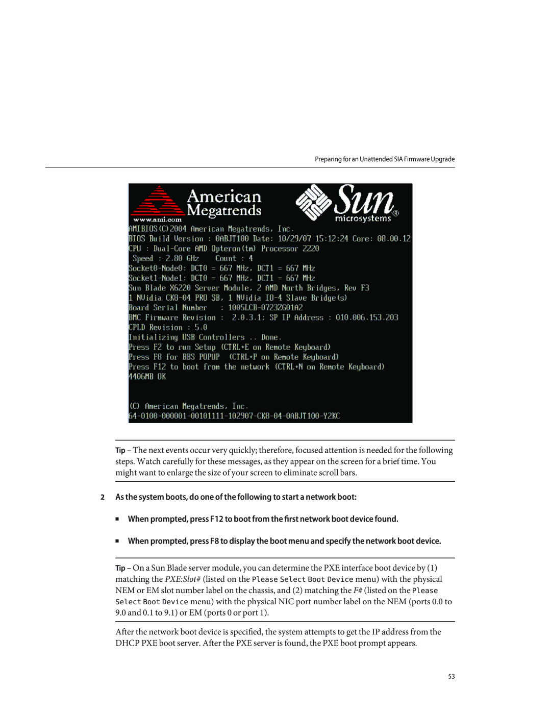 Sun Microsystems X4640 manual Preparing for an Unattended SIA Firmware Upgrade 