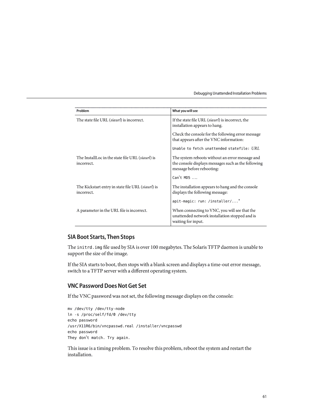 Sun Microsystems X4640 manual SIA Boot Starts, Then Stops 