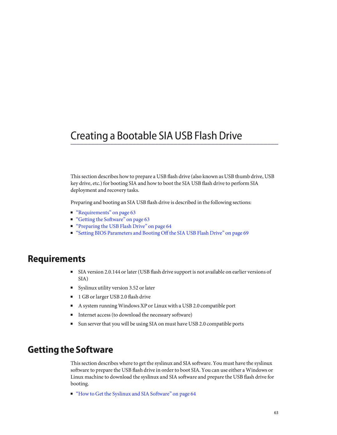 Sun Microsystems X4640 manual Creating a Bootable SIA USB Flash Drive, Requirements, Getting the Software 