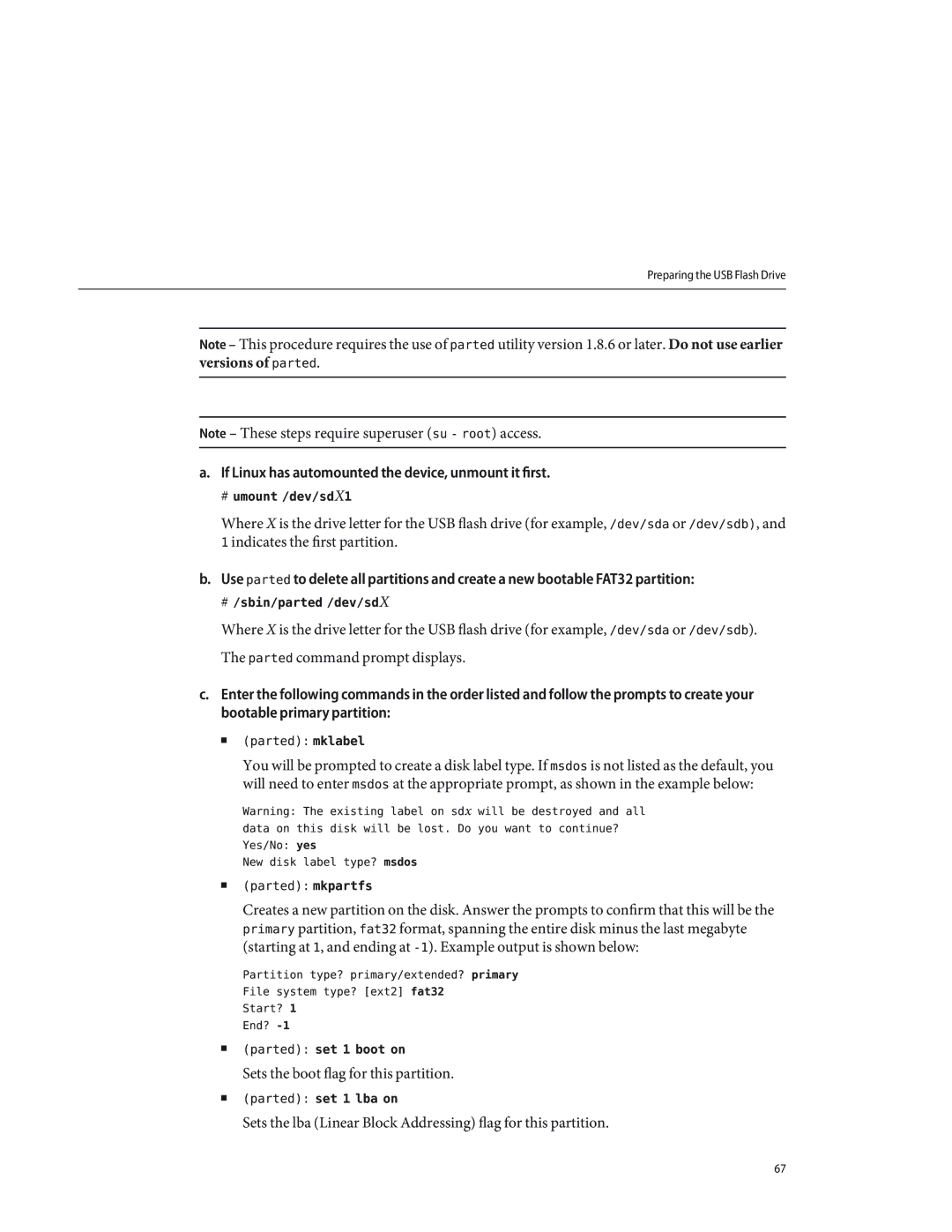 Sun Microsystems X4640 manual If Linux has automounted the device, unmount it first 