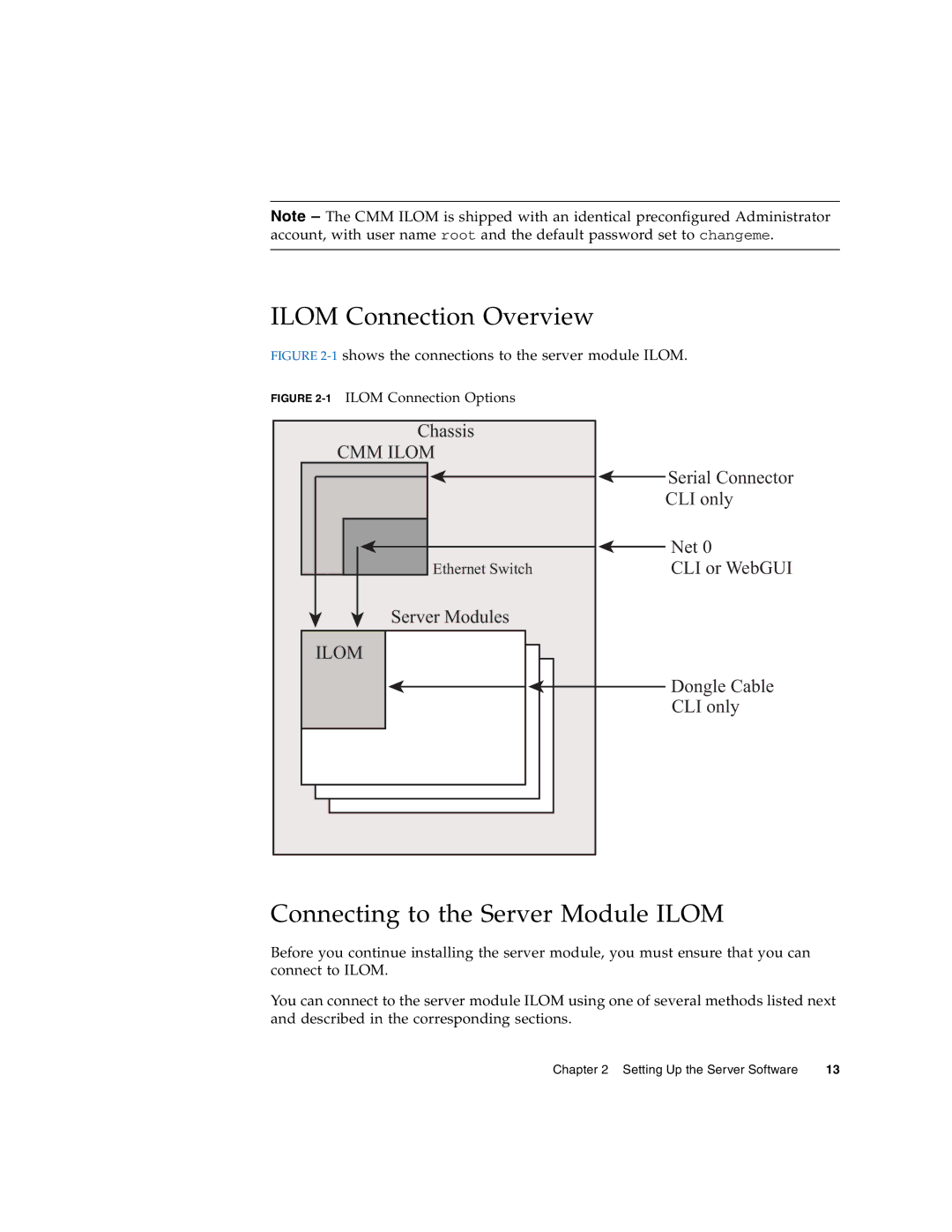 Sun Microsystems X6240 manual Ilom Connection Overview, Connecting to the Server Module Ilom 