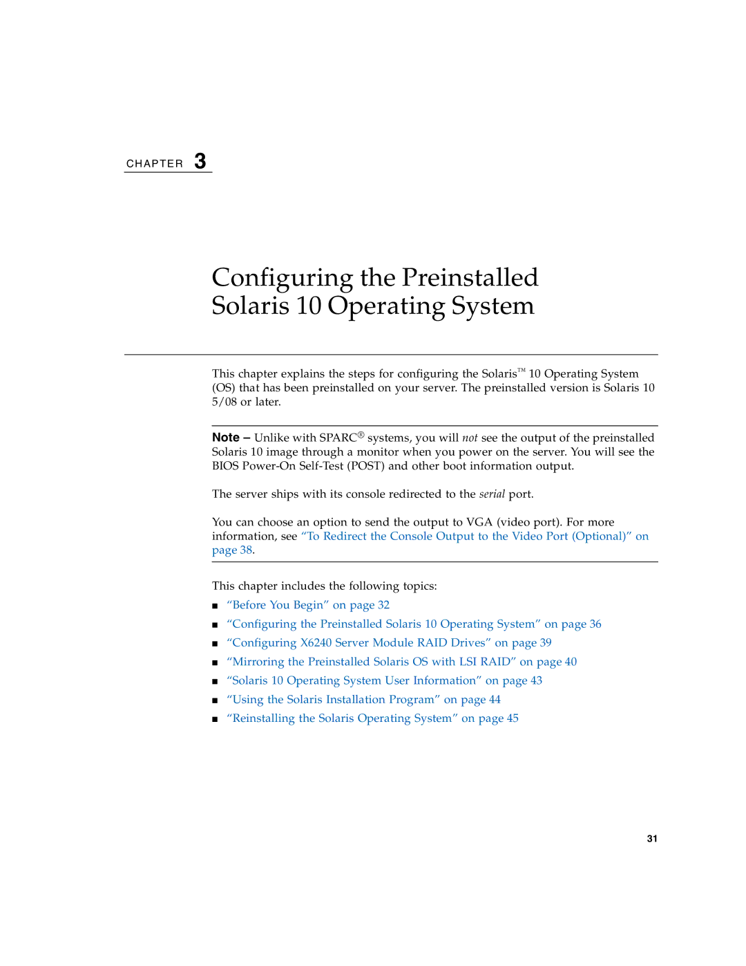 Sun Microsystems X6240 manual Configuring the Preinstalled Solaris 10 Operating System 