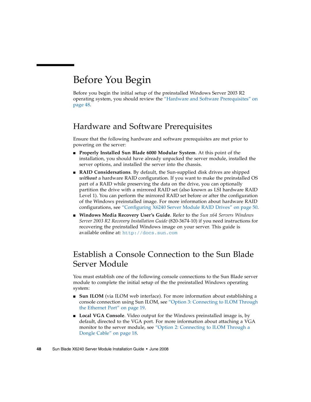 Sun Microsystems X6240 manual Before You Begin, Hardware and Software Prerequisites 