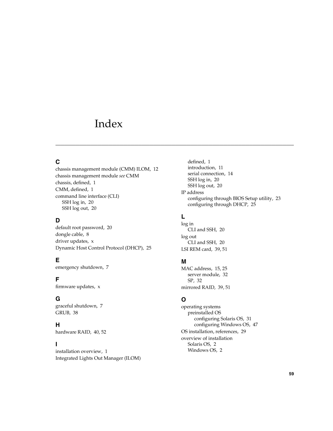 Sun Microsystems X6240 manual Index 