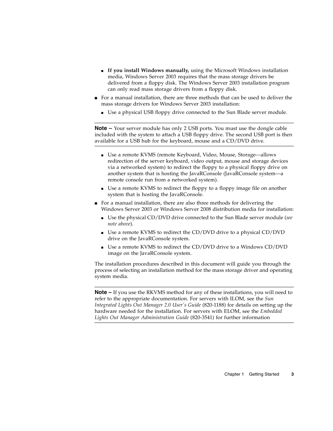 Sun Microsystems X6250 manual Getting Started 