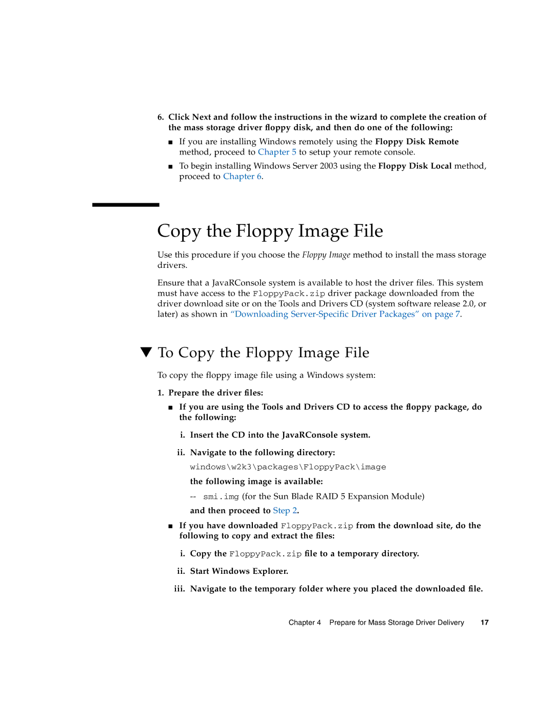 Sun Microsystems X6250 manual To Copy the Floppy Image File 