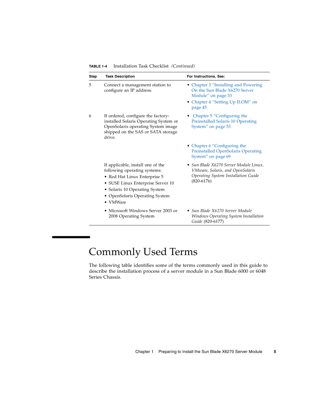 Sun Microsystems X6270 manual Commonly Used Terms 