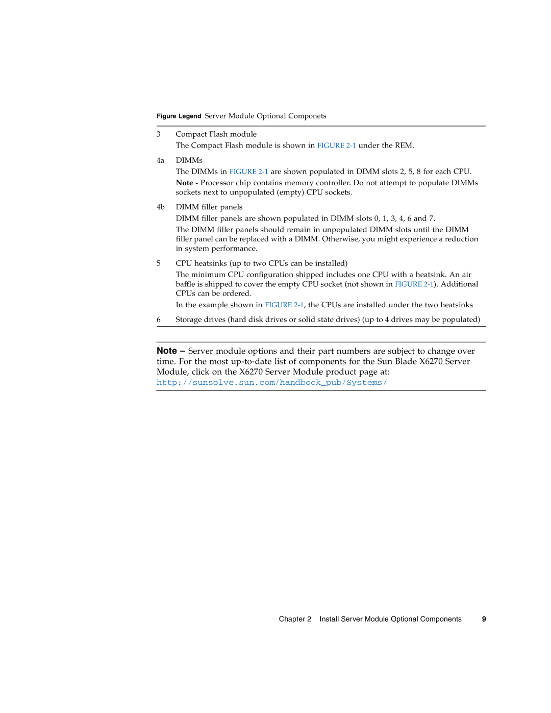 Sun Microsystems X6270 manual Install Server Module Optional Components 
