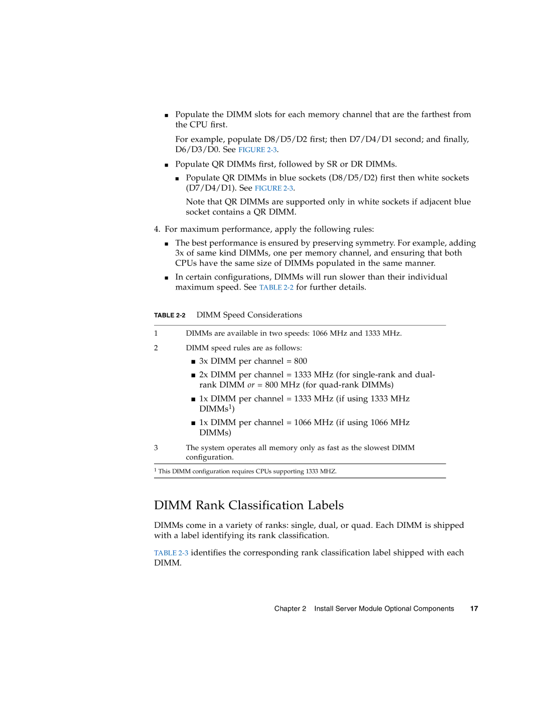 Sun Microsystems X6270 manual Dimm Rank Classification Labels 