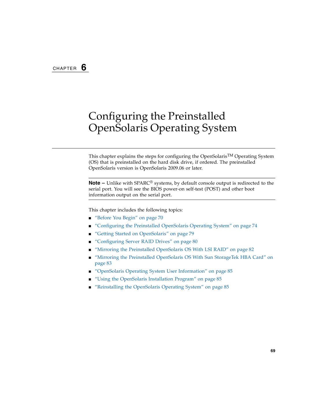 Sun Microsystems X6270 manual Configuring the Preinstalled OpenSolaris Operating System 