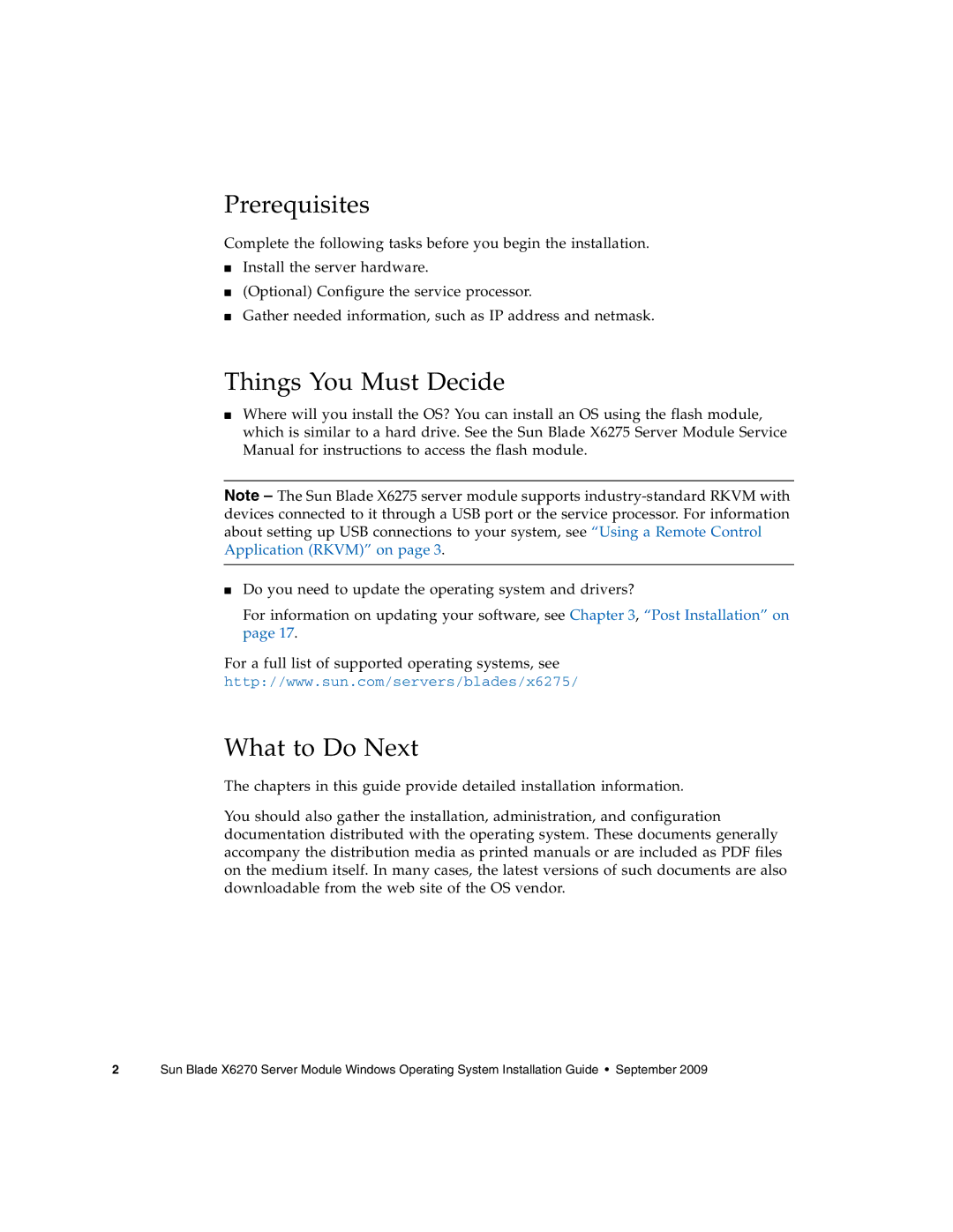 Sun Microsystems X6275 manual Prerequisites, Things You Must Decide, What to Do Next 