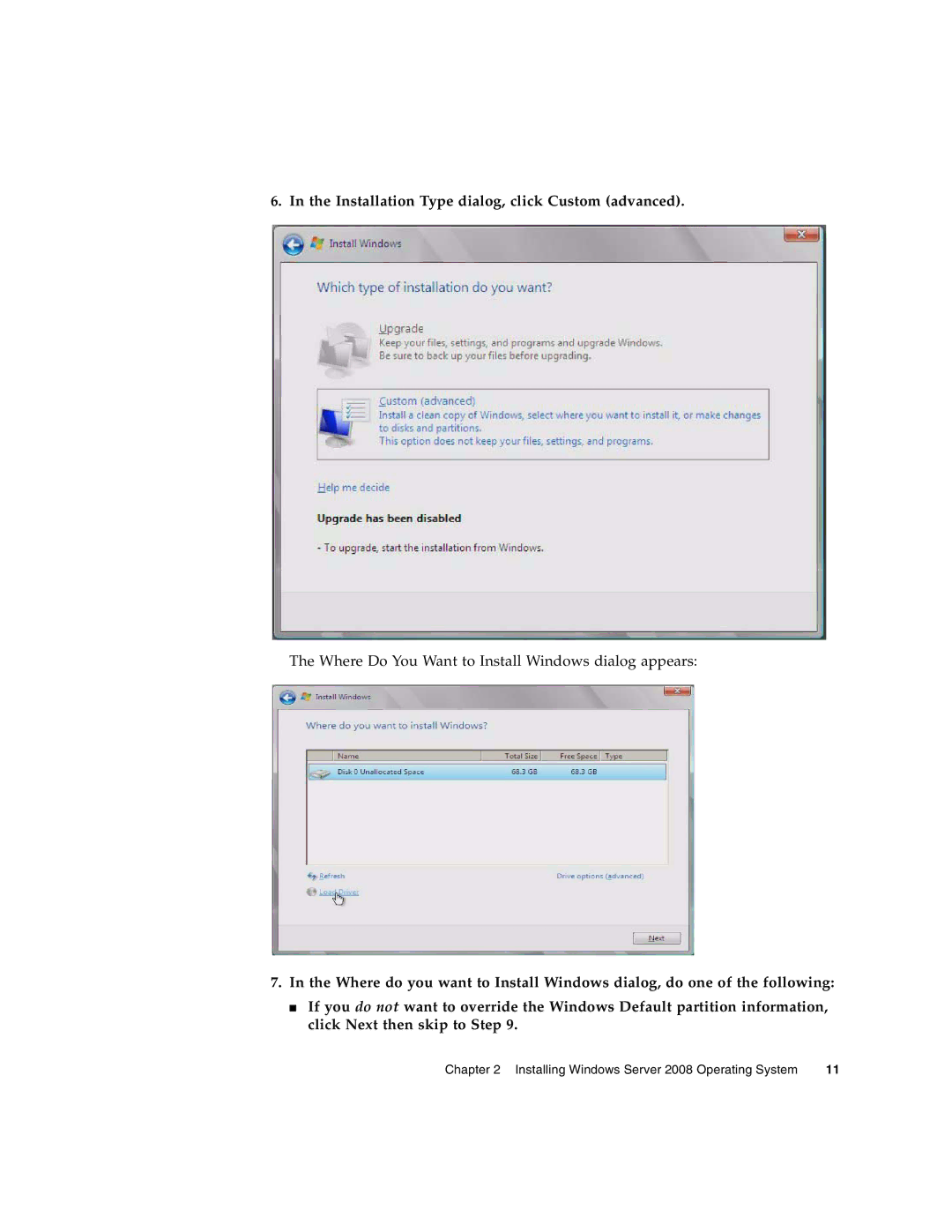 Sun Microsystems X6275 manual Installation Type dialog, click Custom advanced 