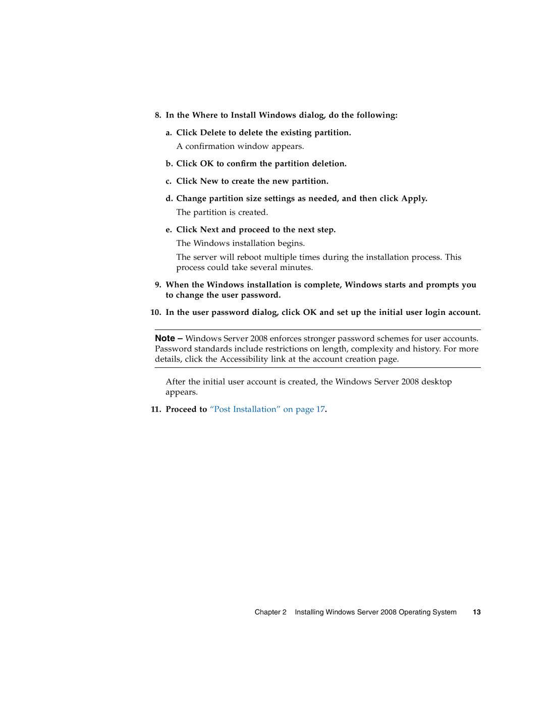 Sun Microsystems X6275 manual Proceed to Post Installation on 