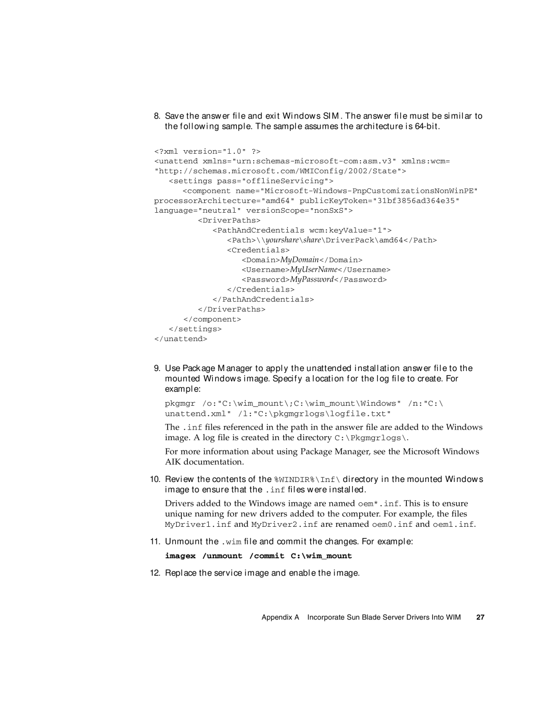 Sun Microsystems X6275 manual Appendix a Incorporate Sun Blade Server Drivers Into WIM 