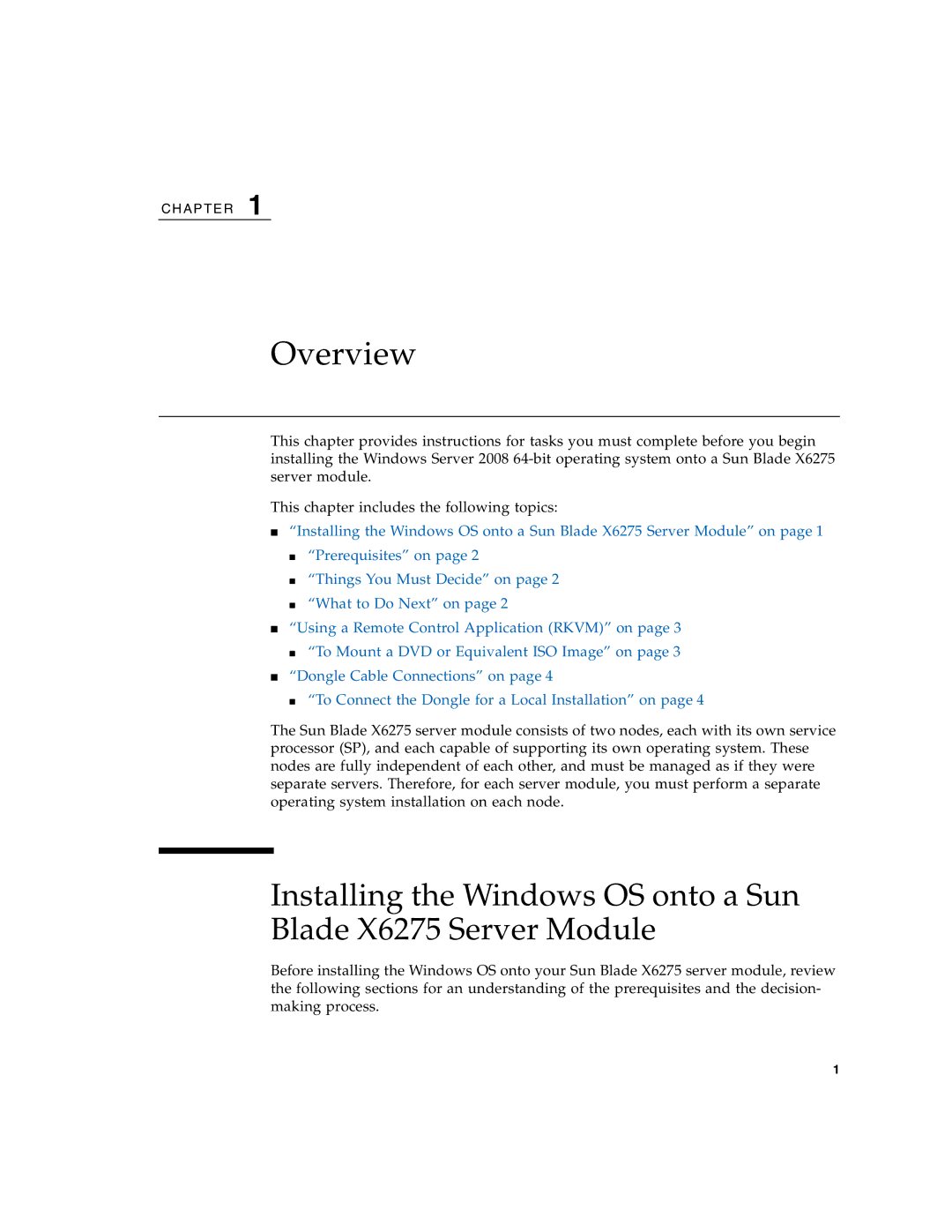 Sun Microsystems X6275 manual Overview 